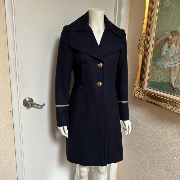Sam Edelman military coat wool coat elegant gold royal buttons uniform stripes - Picture 2 of 13